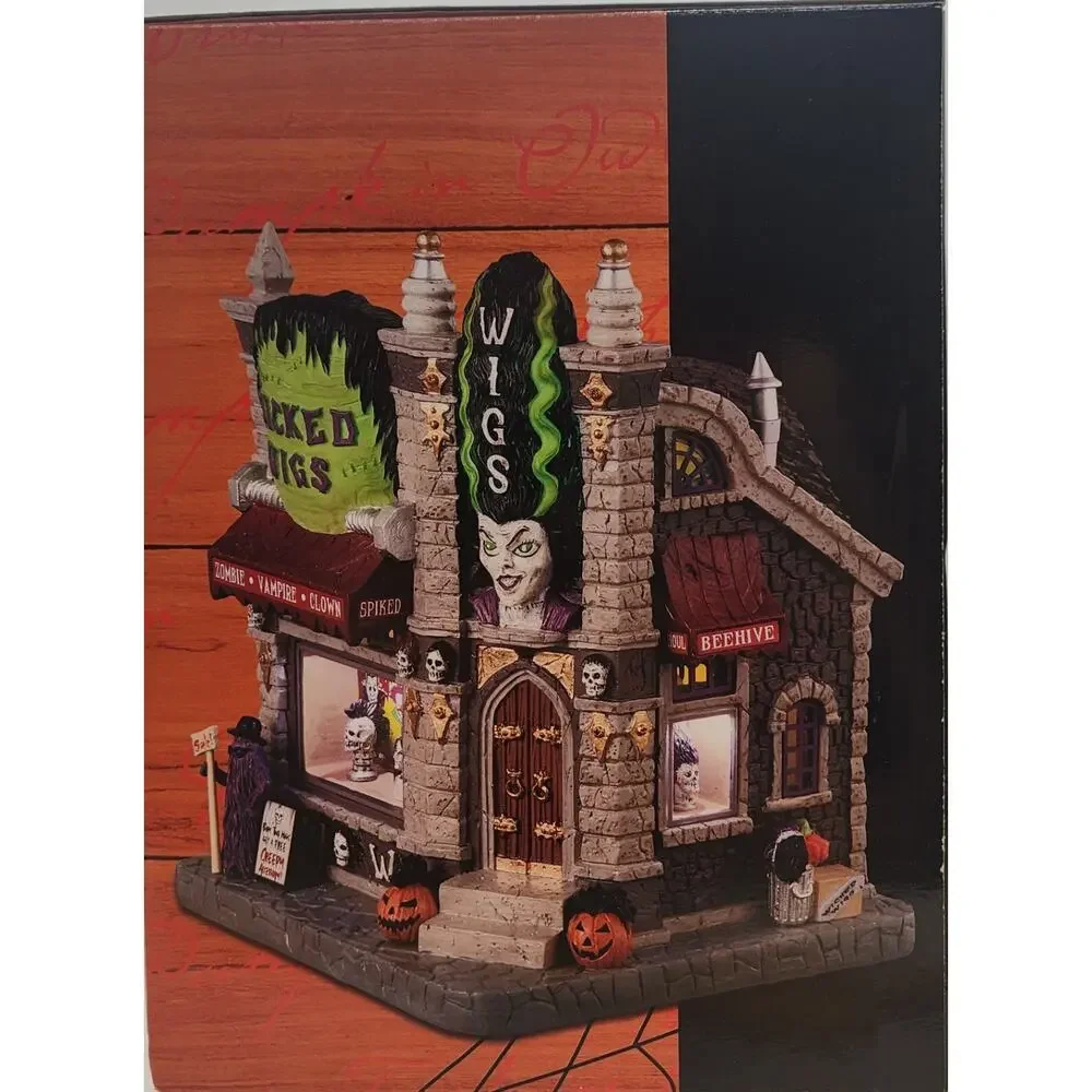 Lemax Spooky Town Wicked Wigs #35014 Lighted Building Brand New